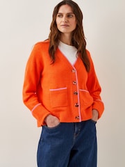 Monsoon Orange Oversized Oona V-Neck Cardigan - Image 1 of 4