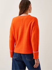 Monsoon Orange Oversized Oona V-Neck Cardigan - Image 2 of 4