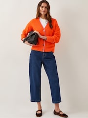 Monsoon Orange Oversized Oona V-Neck Cardigan - Image 3 of 4