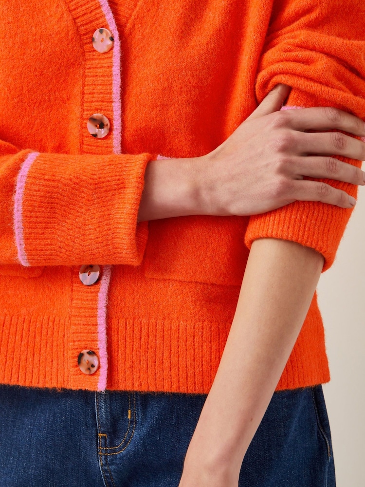 Monsoon Orange Oversized Oona V-Neck Cardigan - Image 4 of 4