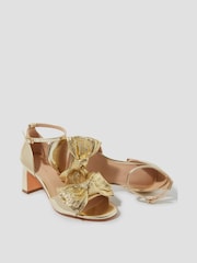 Monsoon Gold Taya Metallic Bow Heeled Sandals - Image 2 of 3