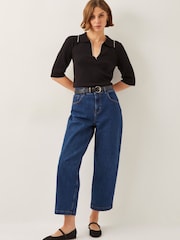 Monsoon Black Ciara Short Sleeve Collar Jumper - Image 2 of 4