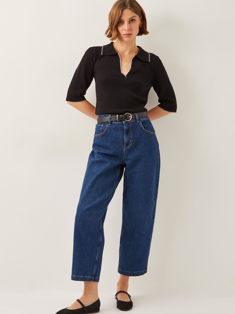 Monsoon Black Ciara Short Sleeve Collar Jumper - Image 2 of 4