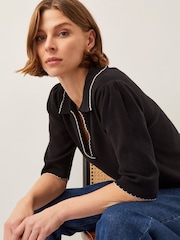 Monsoon Black Ciara Short Sleeve Collar Jumper - Image 4 of 4