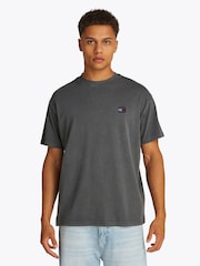 Tommy Jeans Black Relaxed Label 100% Cotton T-Shirt - Image 1 of 7