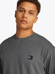 Tommy Jeans Black Relaxed Label 100% Cotton T-Shirt - Image 4 of 7