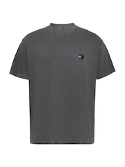 Tommy Jeans Black Relaxed Label 100% Cotton T-Shirt - Image 5 of 7
