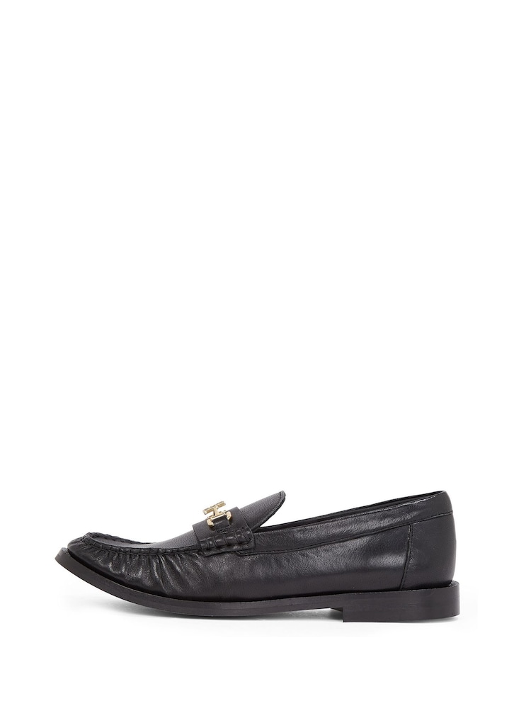 Tommy Hilfiger Black Soft Leather Horsebit Loafers - Image 3 of 6
