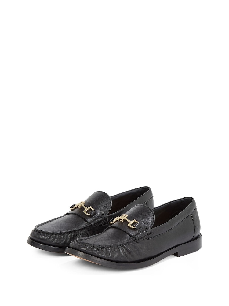 Tommy Hilfiger Black Soft Leather Horsebit Loafers - Image 4 of 6