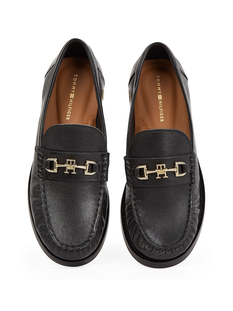 Tommy Hilfiger Black Soft Leather Horsebit Loafers - Image 6 of 6