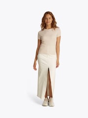 Tommy Jeans Natural Essential Slim Ribbed Short Sleeve T-Shirt - Image 1 of 7