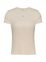 Tommy Jeans Natural Essential Slim Ribbed Short Sleeve T-Shirt - Image 5 of 7