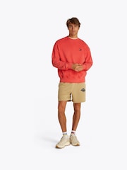 Tommy Jeans Red Relaxed Label Crew Neck 100% Cotton Sweatshirt - Image 2 of 7