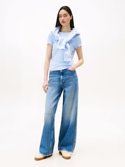 Tommy Jeans Blue Essential Slim Ribbed Short Sleeve T-Shirt - Image 2 of 5