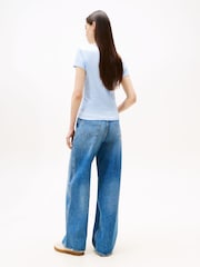 Tommy Jeans Blue Essential Slim Ribbed Short Sleeve T-Shirt - Image 3 of 5