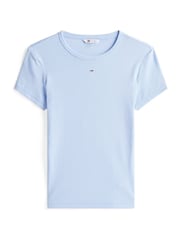 Tommy Jeans Blue Essential Slim Ribbed Short Sleeve T-Shirt - Image 5 of 5