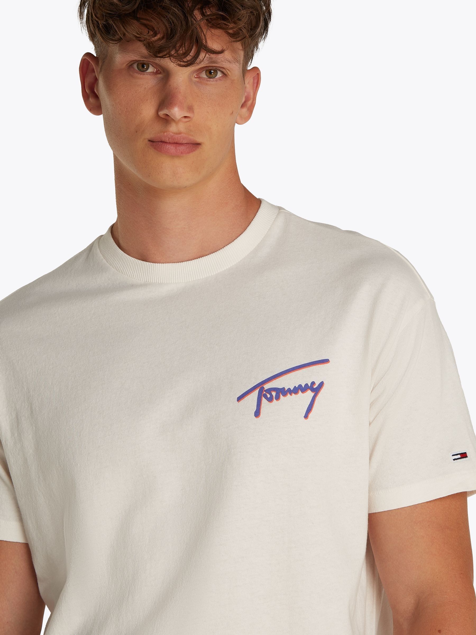Buy Tommy Jeans White Relaxed Faded Graphic 100% Cotton T-Shirt