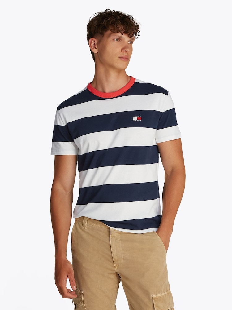 Tommy Jeans Regular Fit Bold Stripe 100% Cotton T-Shirt - Image 1 of 7