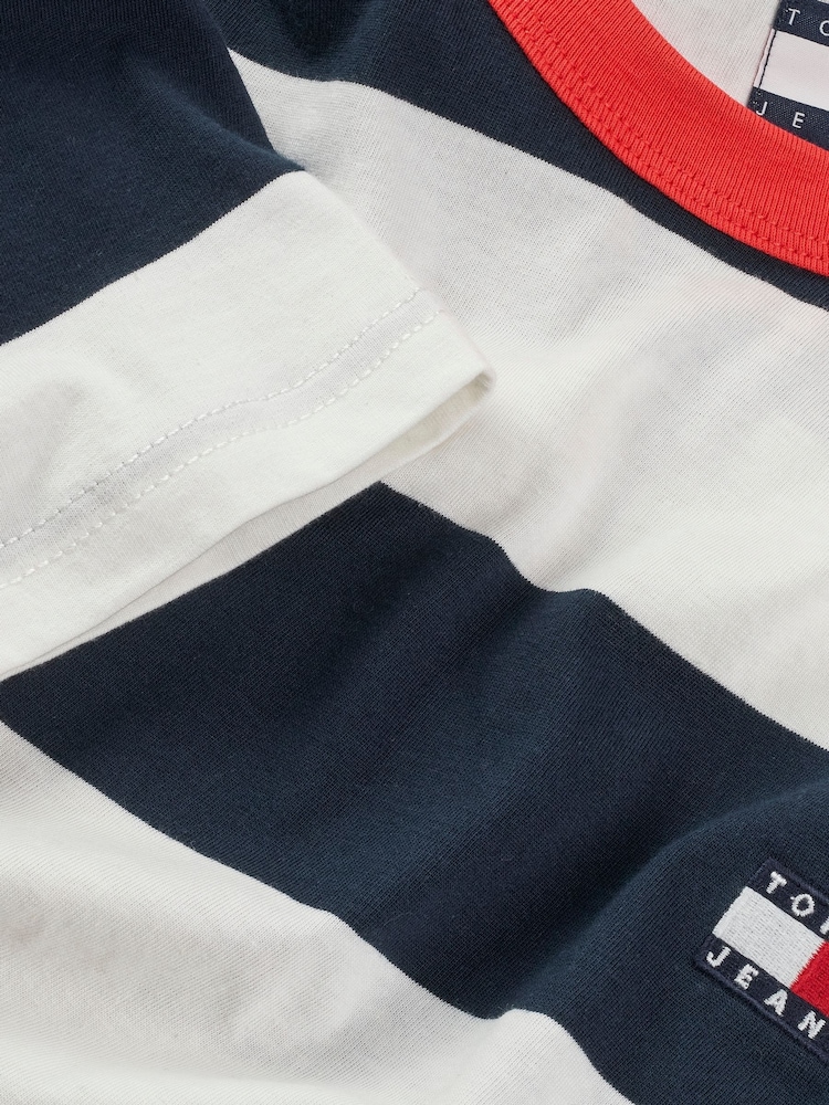 Tommy Jeans Regular Fit Bold Stripe 100% Cotton T-Shirt - Image 7 of 7