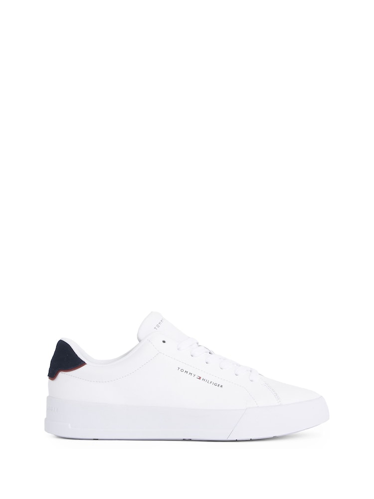 Tommy Hilfiger White Court Essential Leather Trainers - Image 2 of 6