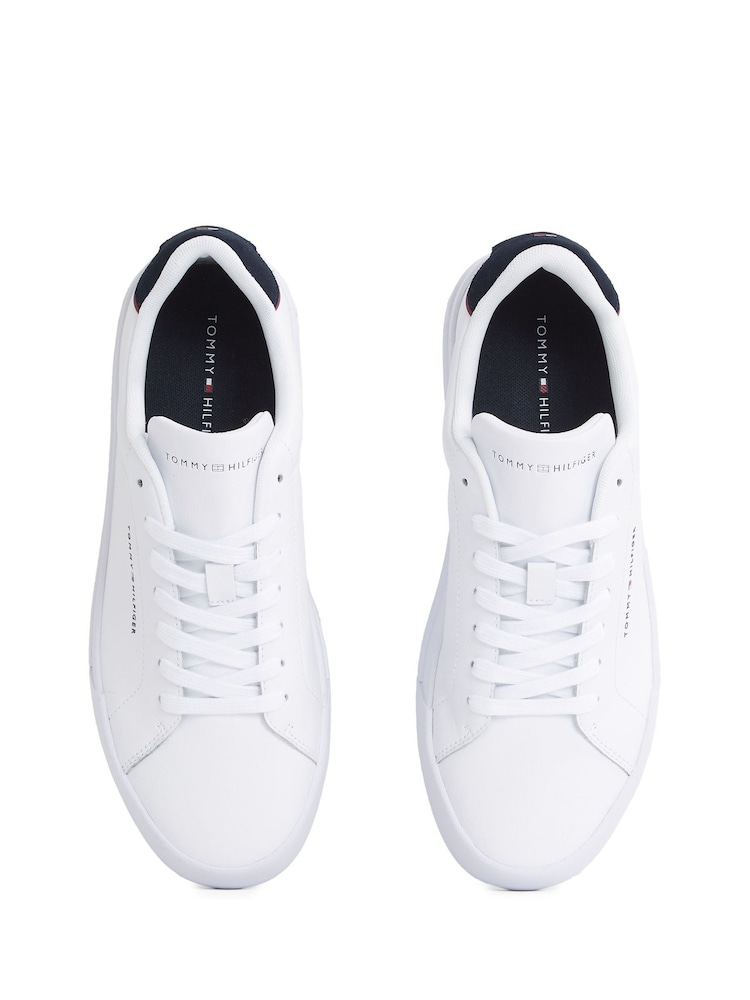 Tommy Hilfiger White Court Essential Leather Trainers - Image 6 of 6