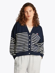 Tommy Jeans Blue Cable 100% Cotton Cardigan - Image 1 of 7