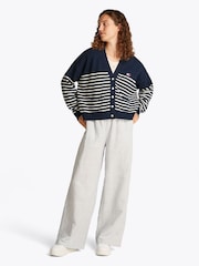 Tommy Jeans Blue Cable 100% Cotton Cardigan - Image 2 of 7