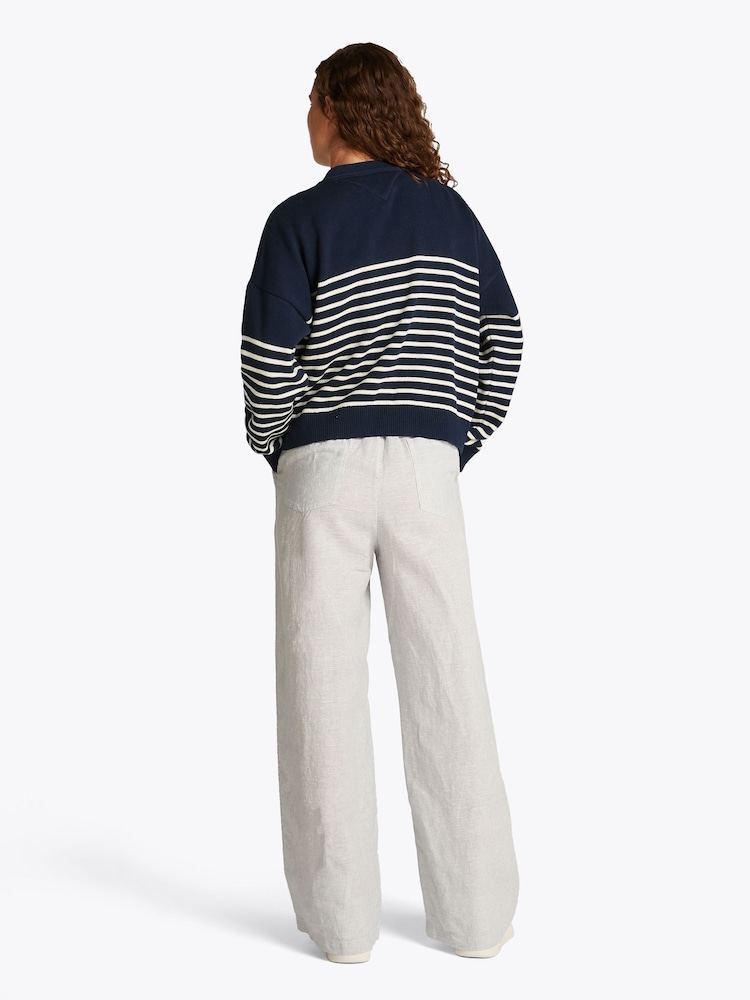 Tommy Jeans Blue Cable 100% Cotton Cardigan - Image 3 of 7