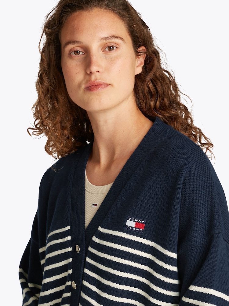 Tommy Jeans Blue Cable 100% Cotton Cardigan - Image 4 of 7