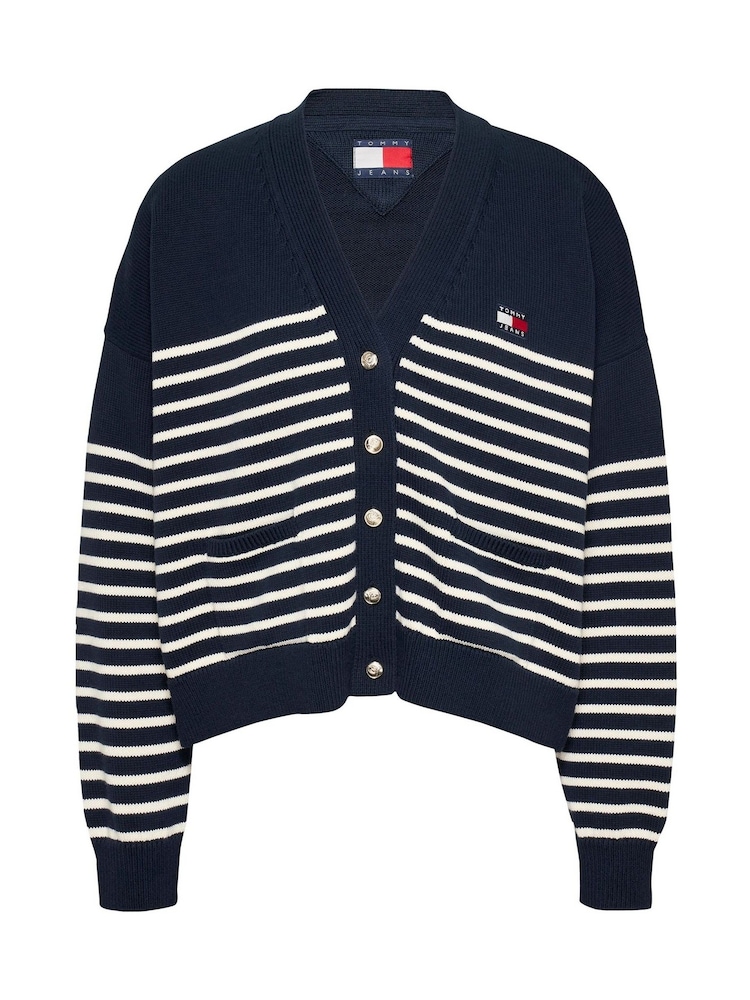 Tommy Jeans Blue Cable 100% Cotton Cardigan - Image 5 of 7