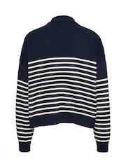 Tommy Jeans Blue Cable 100% Cotton Cardigan - Image 6 of 7