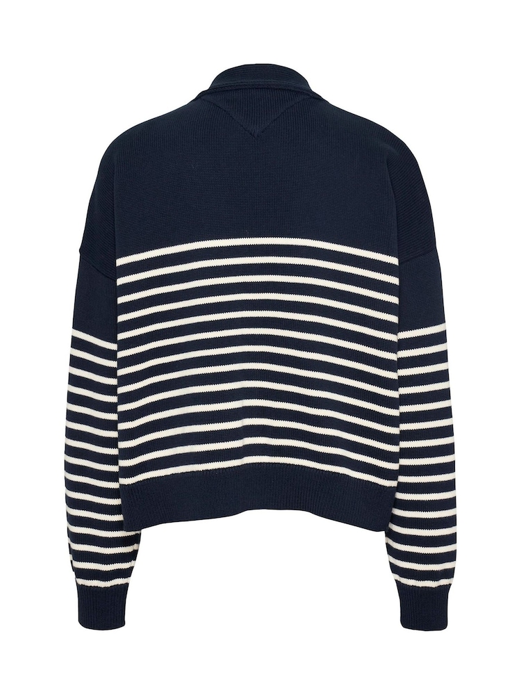 Tommy Jeans Blue Cable 100% Cotton Cardigan - Image 6 of 7