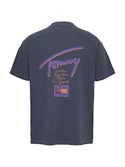 modra - Tommy Jeans Relaxed Faded Graphic 100% Bombažna majica - Slika 6 iz 7