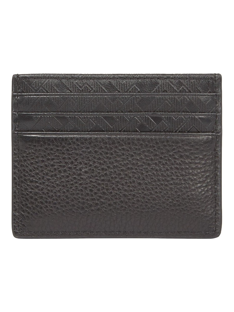 Tommy Hilfiger Black Monogram Leather Card Holder - Image 2 of 4 Tommy Hilfiger Black Monogram Leather Card Holder - Image 2 of 4