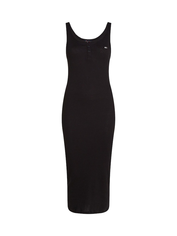 Tommy Jeans Black Slim Sleeveless 100% Cotton Bodycon Dress - Image 4 of 5