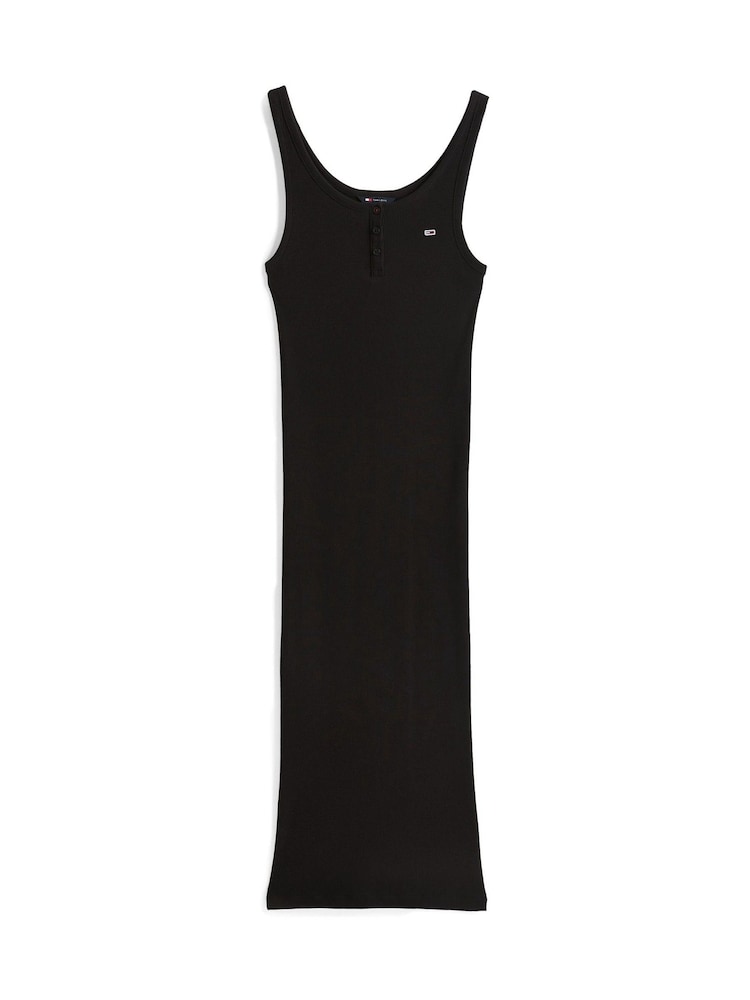 Tommy Jeans Black Slim Sleeveless 100% Cotton Bodycon Dress - Image 5 of 5