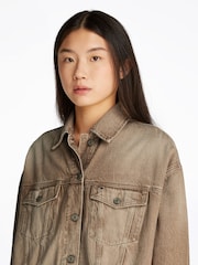 Tommy Jeans Brown Oversized Crop Trucker Jacket - Image 5 of 7