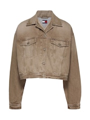 Tommy Jeans Brown Oversized Crop Trucker Jacket - Image 6 of 7
