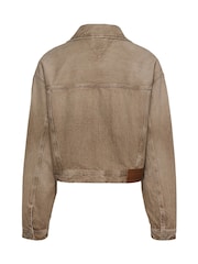 Tommy Jeans Brown Oversized Crop Trucker Jacket - Image 7 of 7