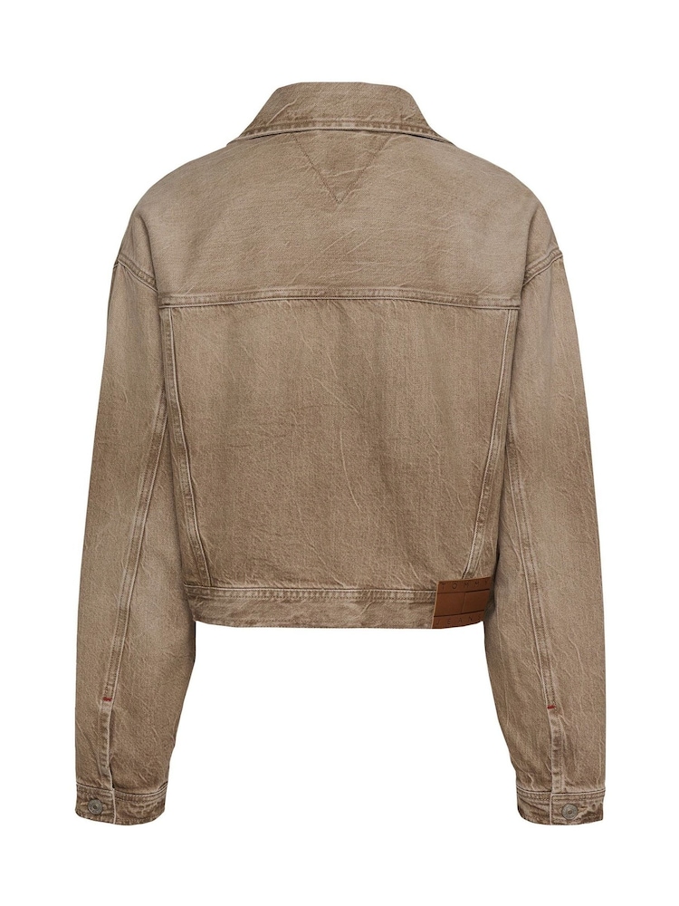 Tommy Jeans Brown Oversized Crop Trucker Jacket - Image 7 of 7