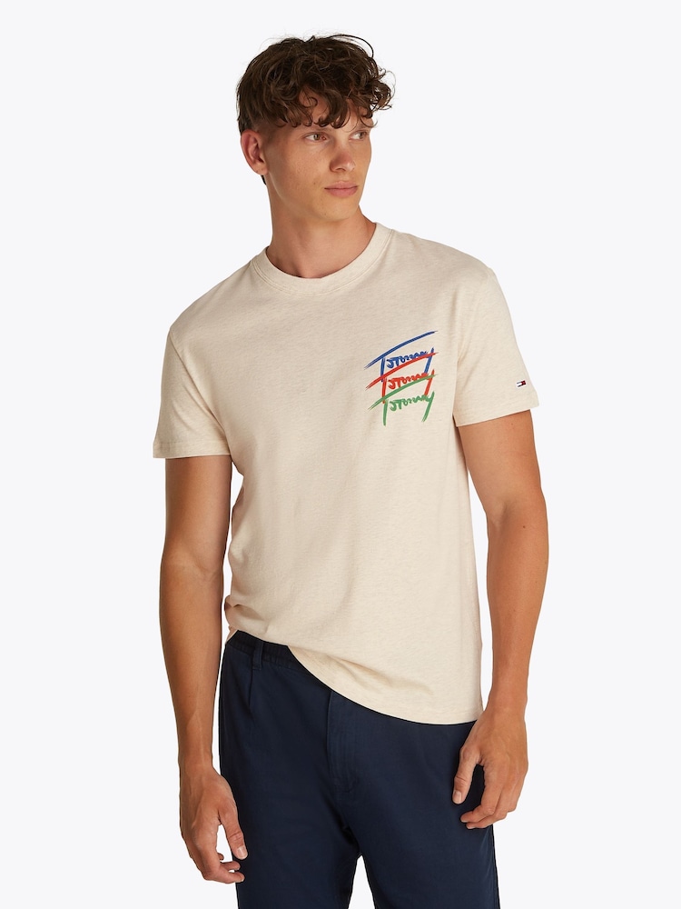 Кремовый - Tommy Jeans Regular Fit Cotton T-Shirt - Image 1 of 7
