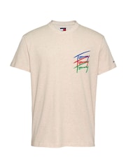 Кремовый - Tommy Jeans Regular Fit Cotton T-Shirt - Image 5 of 7
