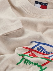 Кремовый - Tommy Jeans Regular Fit Cotton T-Shirt - Image 7 of 7