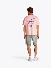 Розовый - Свободная хлопковая футболка из 100% хлопка с принтом Tommy Jeans - Image 3 of 7