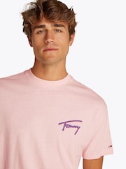 Розовый - Свободная хлопковая футболка из 100% хлопка с принтом Tommy Jeans - Image 4 of 7