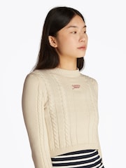 Tommy Jeans White Cable Script 100% Cotton Jumper - Image 3 of 8