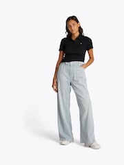 Tommy Jeans Black Slim Smock Short Sleeve Polo Shirt - Image 2 of 7