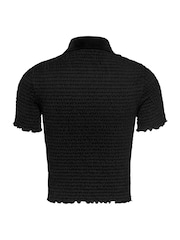 Tommy Jeans Black Slim Smock Short Sleeve Polo Shirt - Image 6 of 7