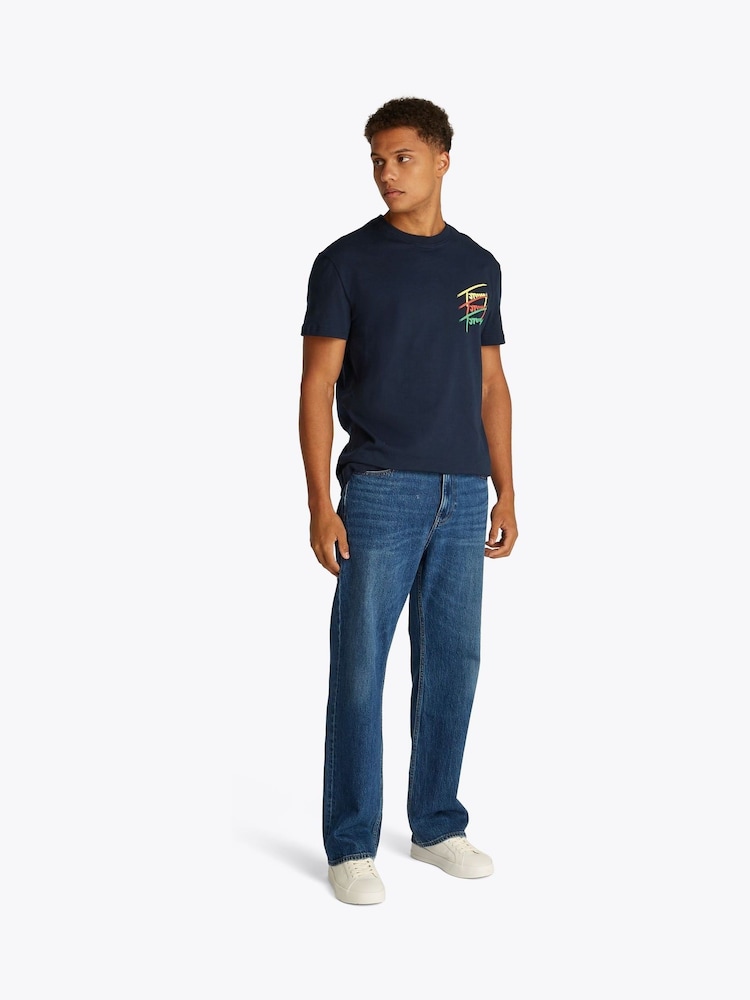 Синий - Tommy Jeans Regular Fit Cotton T-Shirt - Image 2 of 7