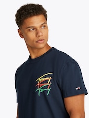 Синий - Tommy Jeans Regular Fit Cotton T-Shirt - Image 4 of 7
